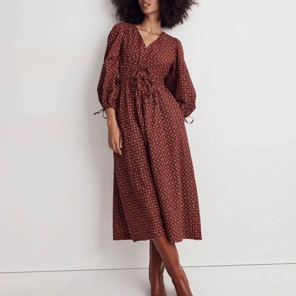 Madewell Sophia tie-front midi dress in teaberry floral